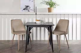 Venture Design Valgomojo stalas ir kėdžių komplektas Tempe 80x80 cm juodos rudos spalvos audinys