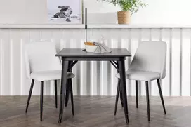 Venture Design Valgomojo stalo ir kėdžių komplektas Tempe ir Night 80x80 cm juoda ir balta