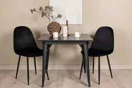 Venture Design Valgomojo stalas ir kėdžių komplektas Tempe valgomojo stalas ir Polar valgomojo kėdė juodas MDF ir juodas aksomas