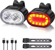 Oderra dviračio žibintų rinkinys su USB įkrovimu, IPX5, priekinis ir galinis, 6 režimai