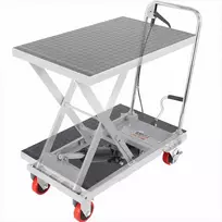 Hidraulinis žirklinis kėlimo stalas vežimėlis, 230 kg galia, 720 mm kėlimo aukštis, rankinis keltuvas su 4 ratais ir neslystančiu padu, sandėlio įranga medžiagų krovimui