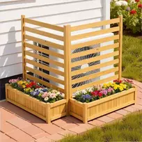 Medinė privatumo tvora sodui ir baseinui, oro kondicionieriaus uždanga su vazonais, modulinė lauko medinė pertvara, 914 x 1143 mm privatumo plokštė