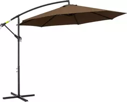 Outsunny sodo skėtis su rankiniu mechanizmu, apvalus, Ø3 m, poliesteris, kavos spalvos, 84D-037CF