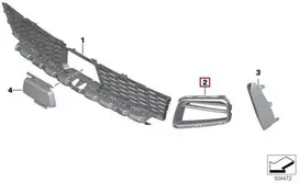 BMW F40 priekinio bamperio oro įsiurbimo grotelės atviros, dešinės pusės originalios 51118075334