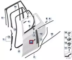 BMW X1 F48 Dešinės Galinės Durys B Stulpelio Apdailos Sandariklis Originalus 51357366158