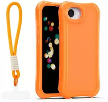 Dėklas Telforceone Safepop case with strap for iPhone 16e / 17e oranžinis