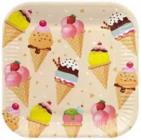 Vienkartinės lėkštės PAW Ice Kreminis, 23 cm, 8 vnt.
