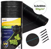Juoda UV spinduliams atspari agrodanga 90 g/m², piktžolių kontrolės audinys 3,2×50 m, smeigtukai, MultiGarden