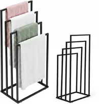 Metalinis pastatomas rankšluosčių stovas su 4 laikikliais, juodas, ModernHome