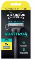 Wilkinson Sword „Wilkinson Quattro 4 Skin Protection“ skustuvas su 4 ašmenimis ir 9 kasetėmis