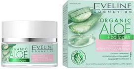 „Eveline Cosmetics“ drėkinamasis ir raminamasis veido kremas-gelis su organiniu alaviju ir kolagenu, 50 ml