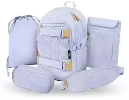 Baagl mokyklinės kuprinės rinkinys vaikams, 5 dalių, su riedlentės laikikliu, 25 l, violetinė, A-36543