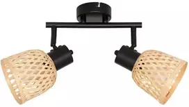 Atmosphera Bamboo LIO lubiniai šviestuvai su 2 pintais bambuko gaubtais, 2 x Ø 17 cm