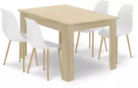 Lauko baldų komplektas Leobert Stalo ir 4 kėdžių komplektas , ąžuolo Sonoma ir baltas, 120 × 80 × 75 cm