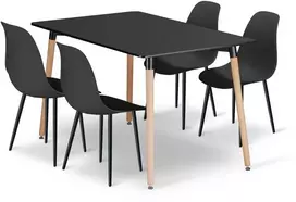 Leobert Rinkinys Stół ADRIA 120cm x 80cm - juoda + 4 krzesła WAT juoda / nogi juoda