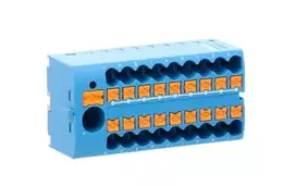 Phoenix Contact 1019558 Paskirstymo blokas PTVFIX 6/18X2.5-NS35A BU, mėlyna pramoninė jungtis - 18 prijungimo taškų, kurių skerspjūvis 2,5 mm2