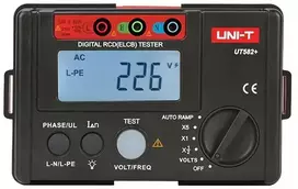 RCD Testeris - Uni-T UT582+ RCD funkcijų patikrinimas, įtampos matavimas iki 600V, apšviestas ekranas juodas