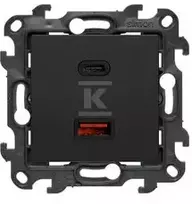 Kontakt-Simon Simon 24 Įkroviklis USB podwójna juoda mat NEC2CAQ.01/49