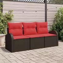 Lauko baldų komplektas Sodo Sofų Rinkinys 3 pcs Ruda ir raudona Poli ratanas