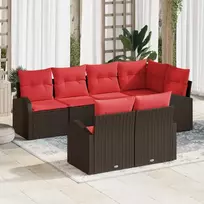 Lauko baldų komplektas Sodo Sofų Rinkinys su pagalve 7 pcs Ruda ir raudona poliratanas