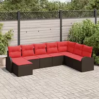 Lauko baldų komplektas Sofos komplektas su pagalve 8 pcs Ruda ir raudona poliratanas