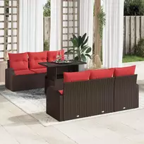 Sodo Sofų Rinkinys su pagalve 7 pcs Ruda Poli ratanas
