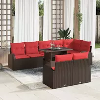 Lauko baldų komplektas Sodo Sofų Rinkinys su saugykla 9 pcs Ruda Poli ratanas