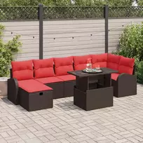 Lauko baldų komplektas Sodo Sofų Rinkinys su pagalve 8 pcs Ruda Poli ratanas
