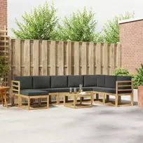 Lauko baldų komplektas Lauko sofos komplektas su pagalve 9 pcs Balta ir antracito