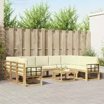 Lauko sofos komplektas 10 pcs Balta ir kreminė 59 x 59 x 37 cm