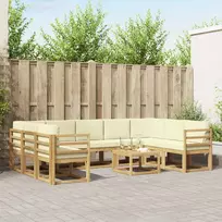 Lauko sofos komplektas 10 pcs Balta ir kreminė 59 x 59 x 37 cm