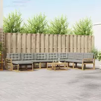 Lauko baldų komplektas Lauko sofos komplektas 9 pcs Balta ir šviesiai pilka