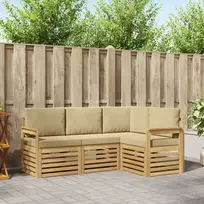 Lauko baldų komplektas Lauko sofos komplektas 4 pcs Balta ir kreminė