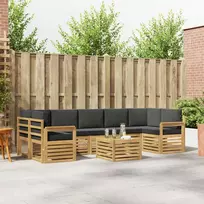 Lauko baldų komplektas Lauko sofos komplektas 8 pcs Balta ir antracito Poliesteris
