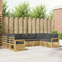 Lauko baldų komplektas Lauko sofos komplektas 7 vnt. 9 vietos Balta ir antracito