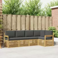Lauko sofos komplektas 5 pcs Balta ir antracito