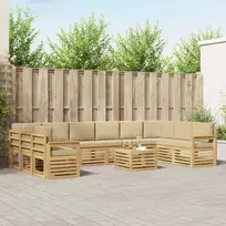 Lauko sofos komplektas 8 pcs Balta ir Bežė 59 x 59 x 37 cm