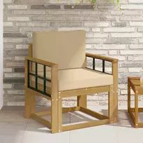 2 Vienetas Lauko sofos komplektas Poliesteris Balta ir Bežė