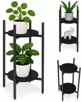Pastatomas gėlių stovas dekoracijoms, 2 pakopų, juodas, ModernHome