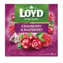 Vaisinė arbata spanguolių-aviečių LOYD, 40 g