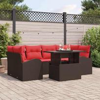 Sodo Sofų Rinkinys su pagalve su saugykla 7 pcs Ruda ir raudona