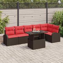 Sodo Sofų Rinkinys su pagalve 7 pcs Ruda Poli ratanas