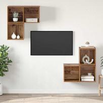 TV spintelių komplektas 4 pcs Senovinis medis Apdirbta mediena