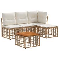 Lauko sofos komplektas 5 pcs Natūralus ir grietinėlės baltas