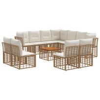Lauko sofos komplektas 12 pcs Natūralus ir grietinėlės baltas