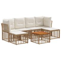 Lauko sofos komplektas 7 pcs Natūralus ir grietinėlės baltas
