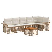 Lauko sofos komplektas 7 pcs Natūralus ir grietinėlės baltas