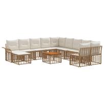 Lauko sofos komplektas 12 pcs Natūralus ir grietinėlės baltas