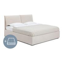 Smėlio spalvos minkšta dvigulė lova su čiužiniu ir grotelėmis 180x200 cm Thessa Pillow - Bonami Selection