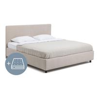 Smėlio spalvos minkšta dvigulė lova su čiužiniu ir grotelėmis 160x200 cm Myra Slim Line - Bonami Selection